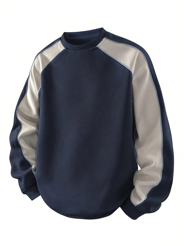 Färgblock rundhalsad sweatshirt