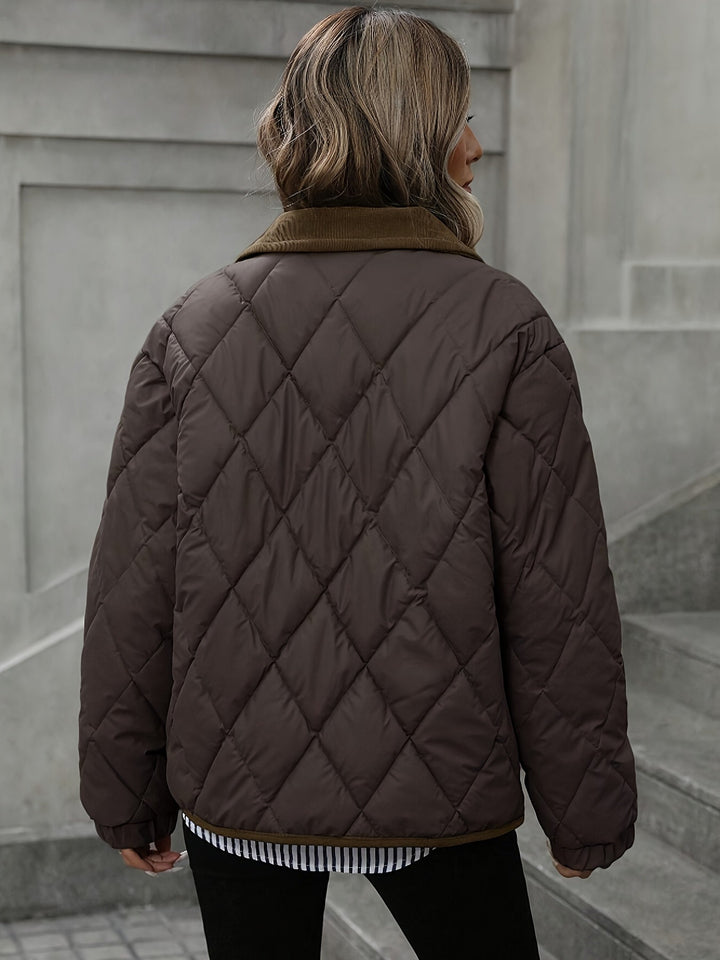 Diamond-quiltad padded jacka