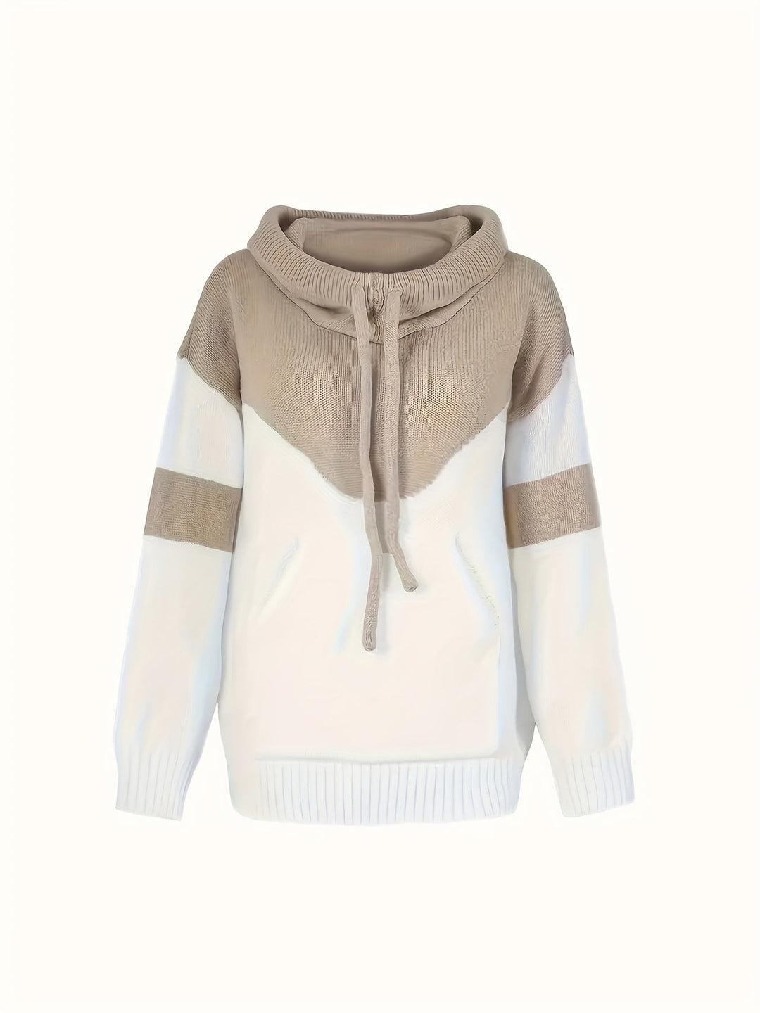 Färgblock med huva pullover