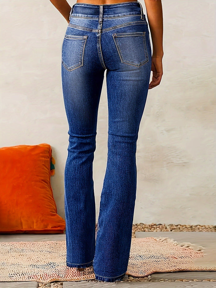 Hög-waisted med vida ben jeans