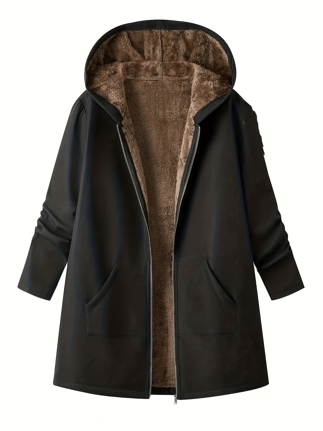Mysig med huva longline kappa