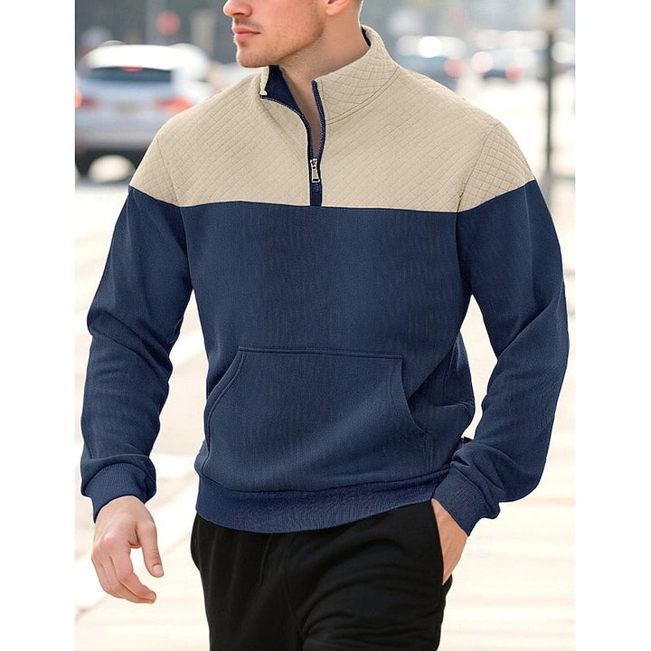 Strukturerad med kvartsdragkedja sweatshirt