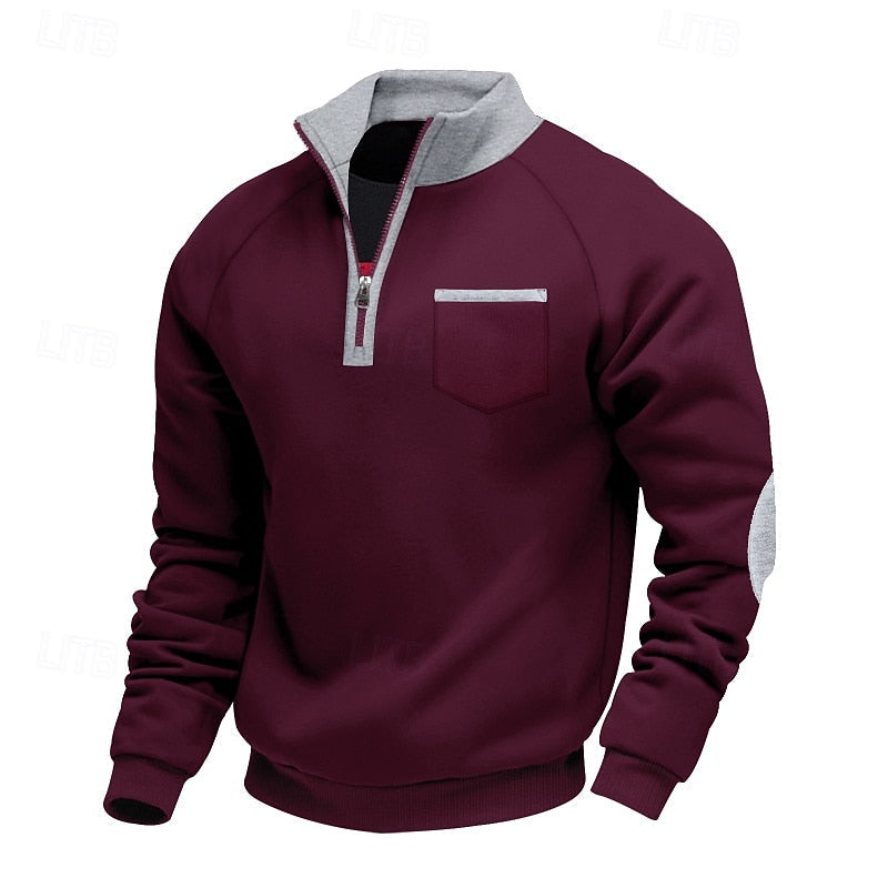 Med kvartsdragkedja färg block pullover