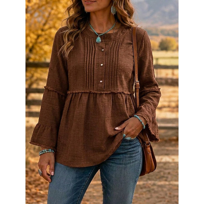Pintucked peplum blus
