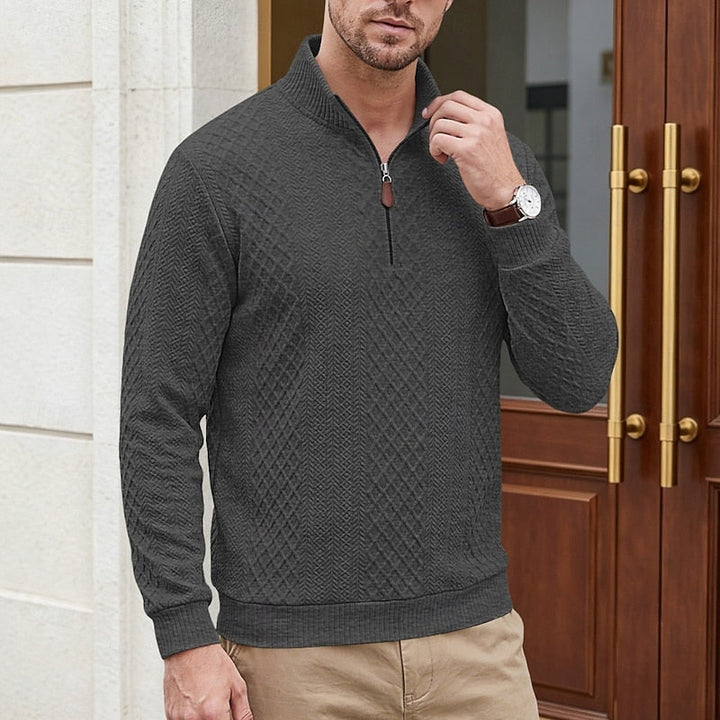Strukturerad med kvartsdragkedja pullover