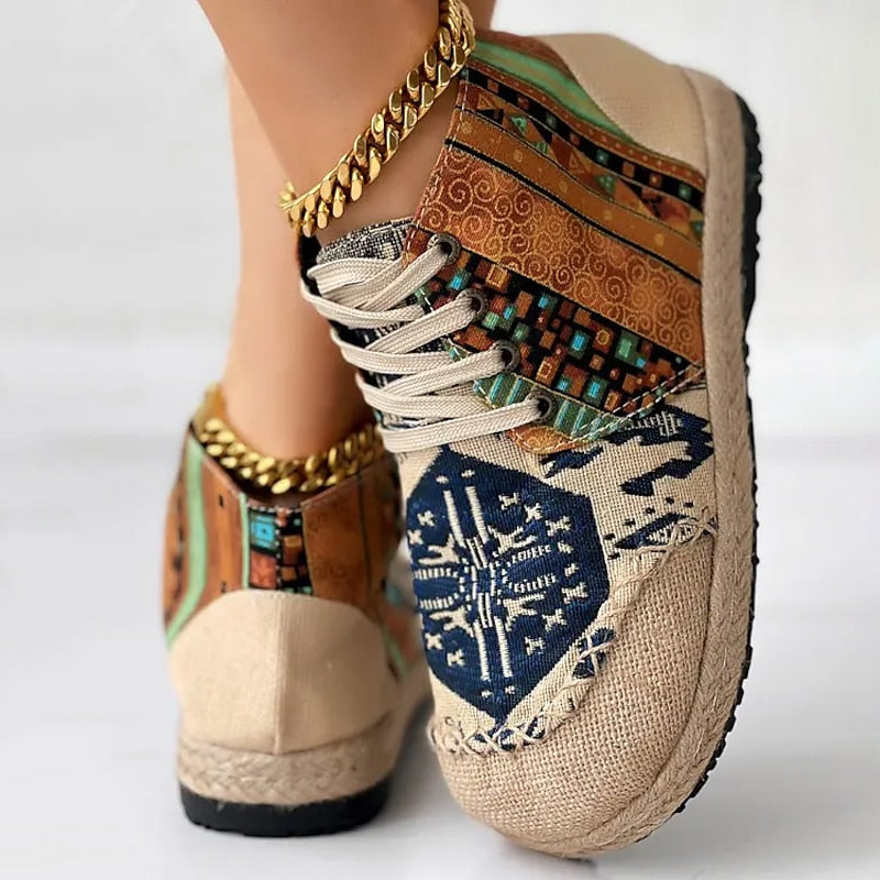 Boho mönstrad höga sneakers