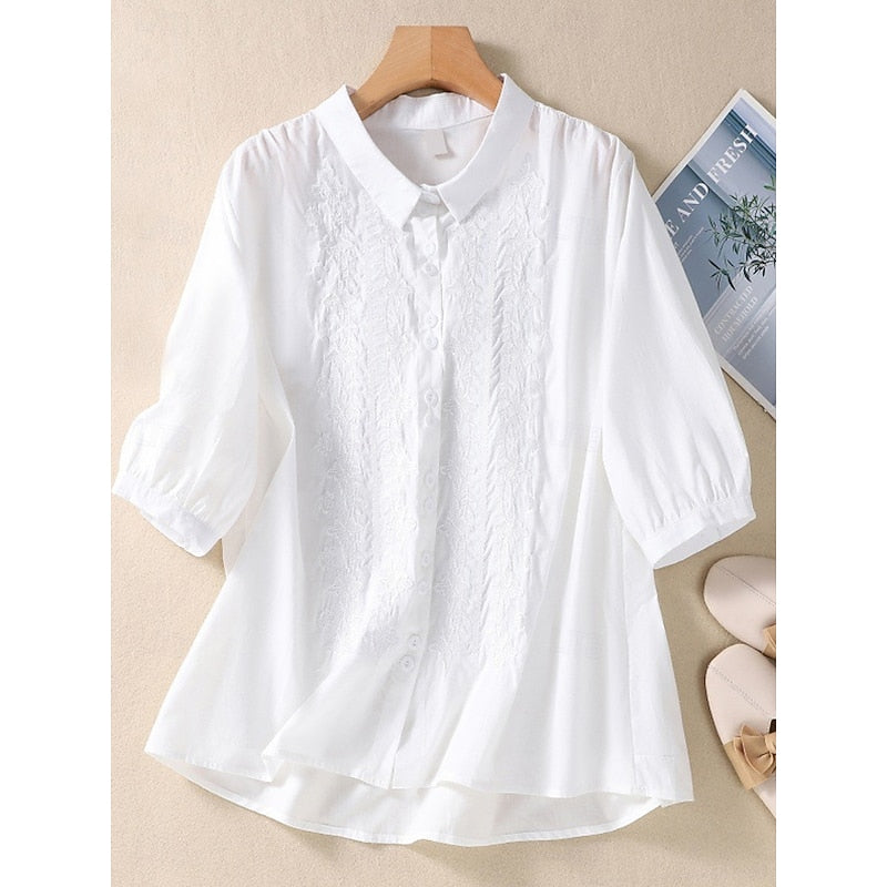 Broderad peter pan krage blus