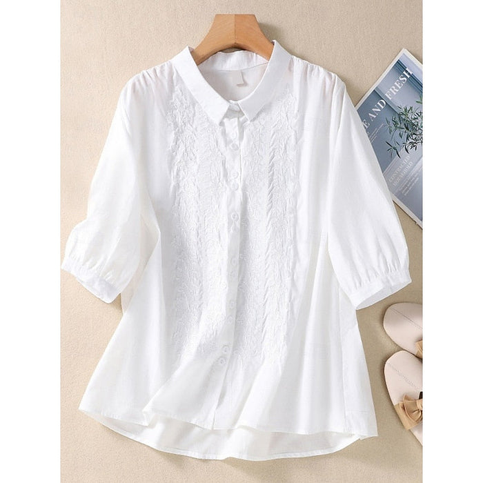 Broderad peter pan krage blus