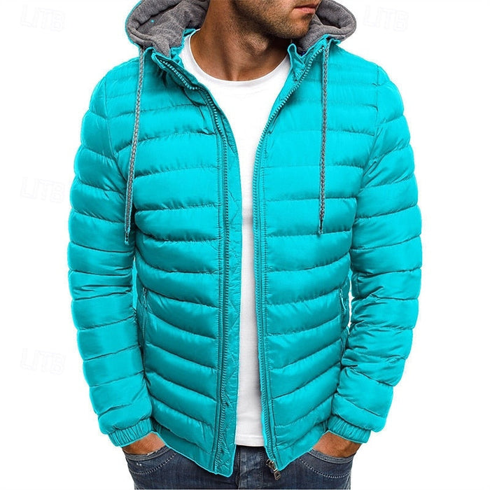 Med huva quiltad puffer jacka