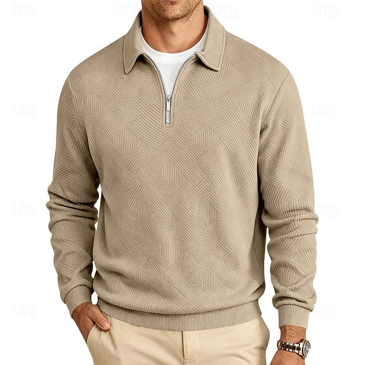 Strukturerad med kvartsdragkedja pullover