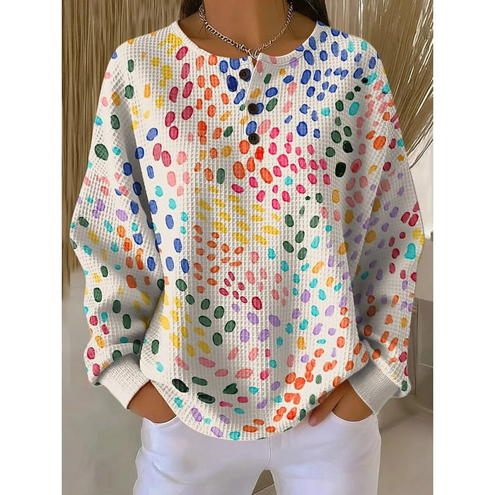 Knapp-hals mönster sweatshirt