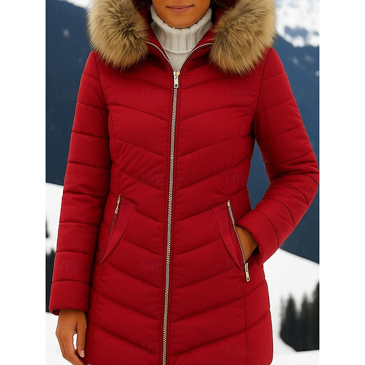 Med huva quiltad vinter parkas