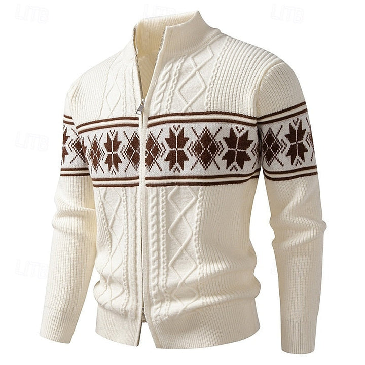 Fair isle dragkedja kofta
