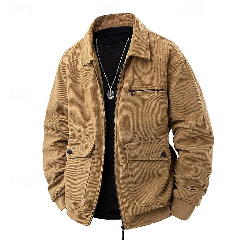 Ribbstickad lapel jacka