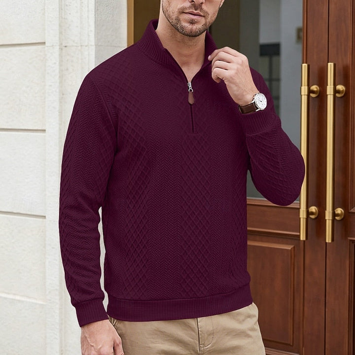 Strukturerad med kvartsdragkedja pullover