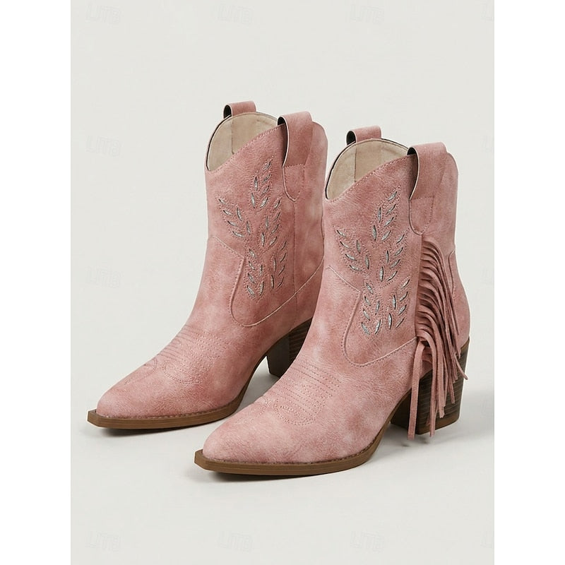 Tasseled western ankelboots