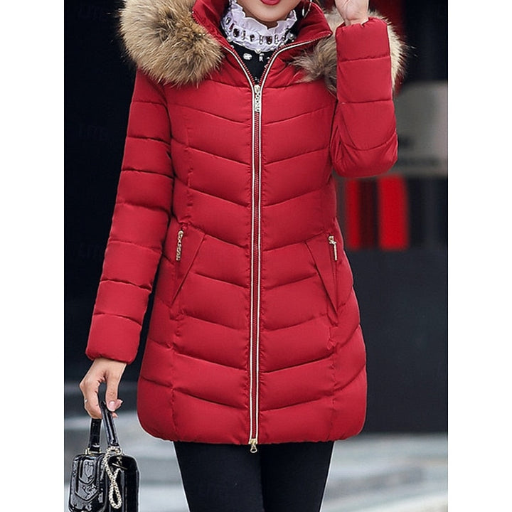 Med huva quiltad vinter parkas