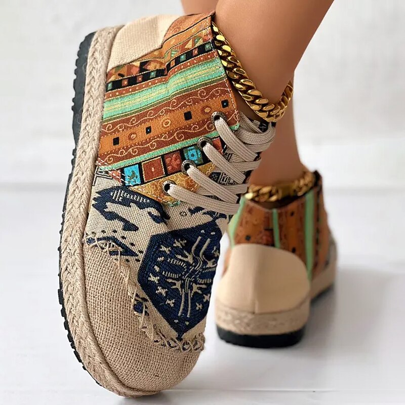 Boho mönstrad höga sneakers
