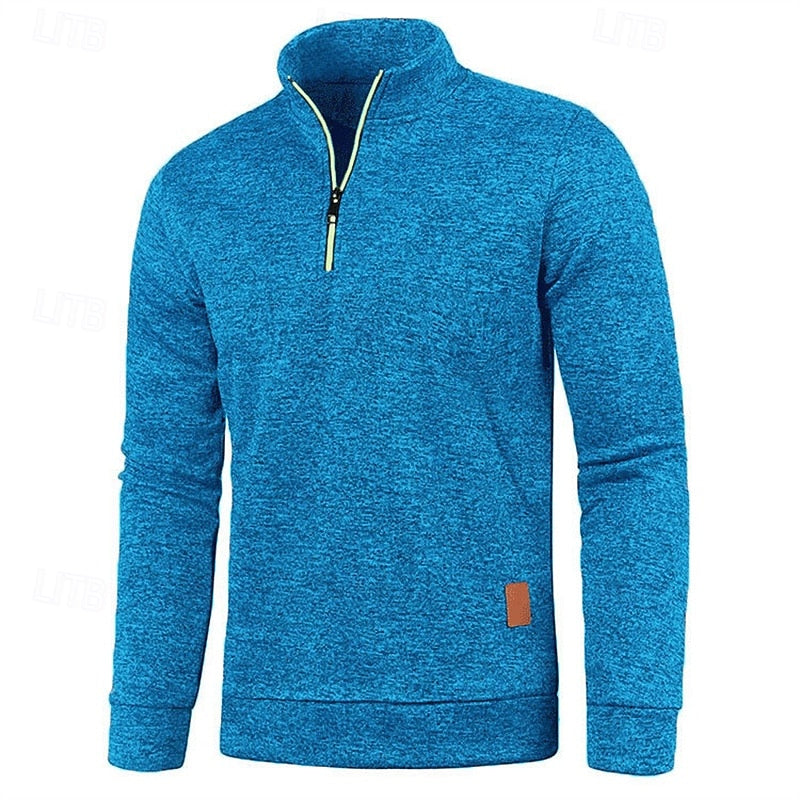 Med kvartsdragkedja strukturerad pullover tröja
