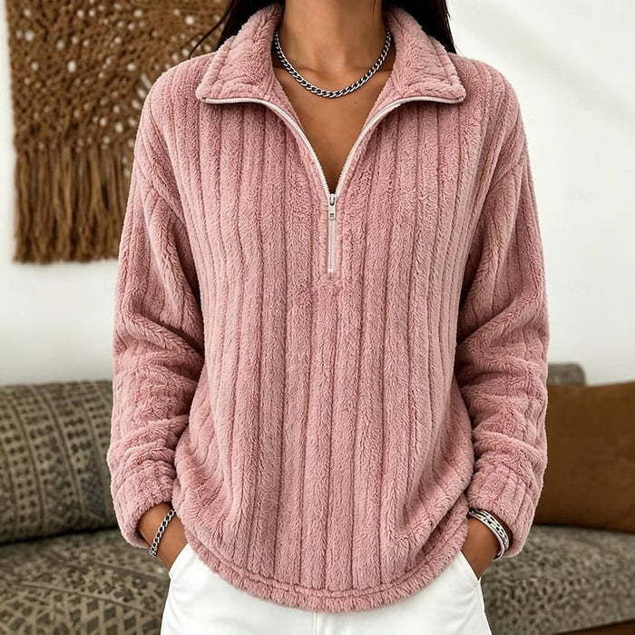 Mysig strukturerad med kvartsdragkedja pullover