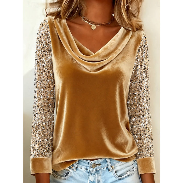 Shimmering cowl-hals topp