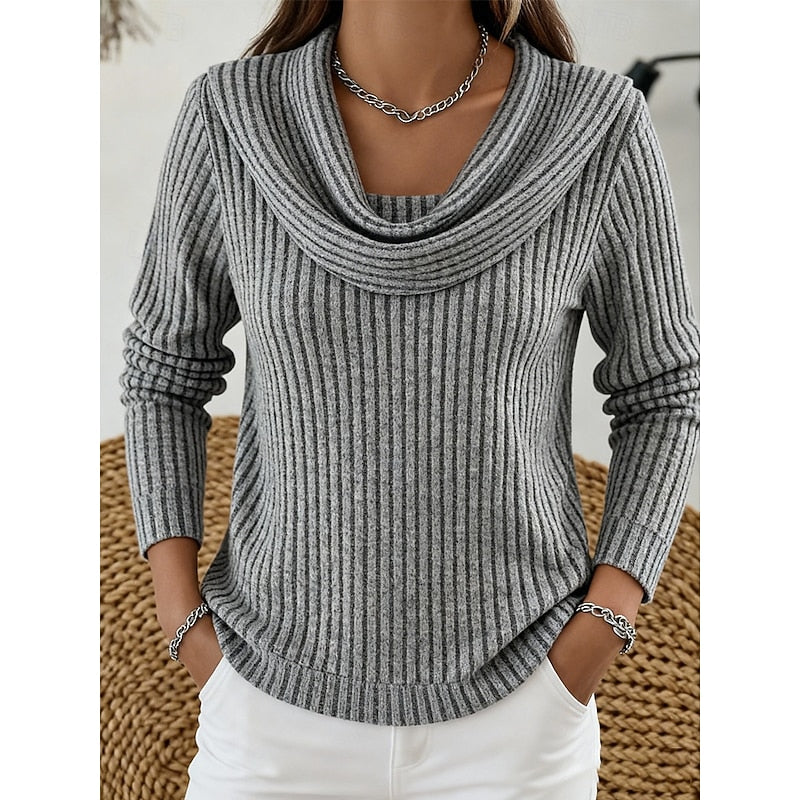 Cowl-hals ribbstickad topp