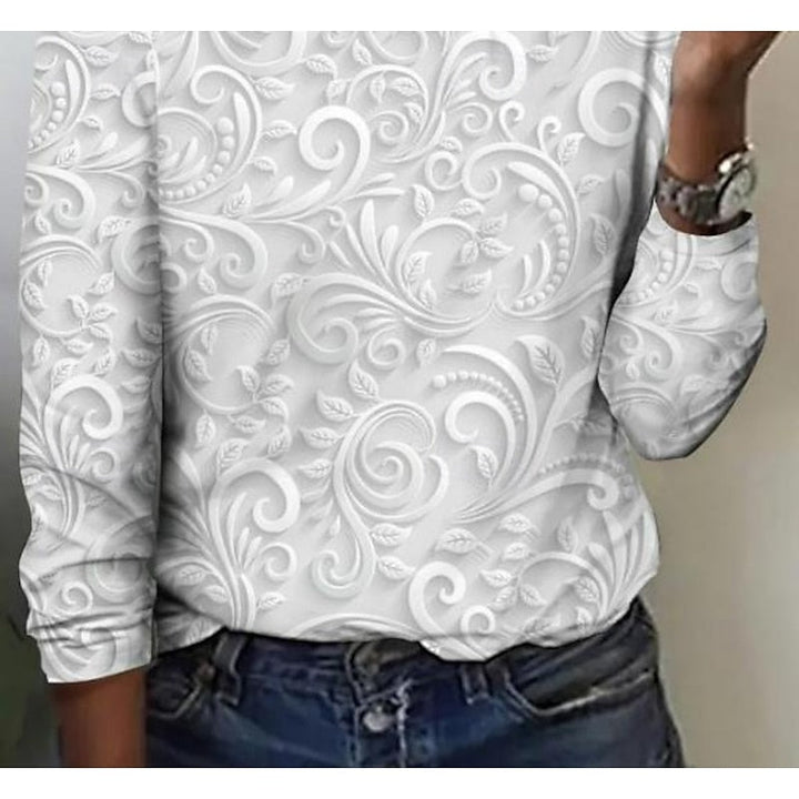 Elegant blommig långärmad tunika topp