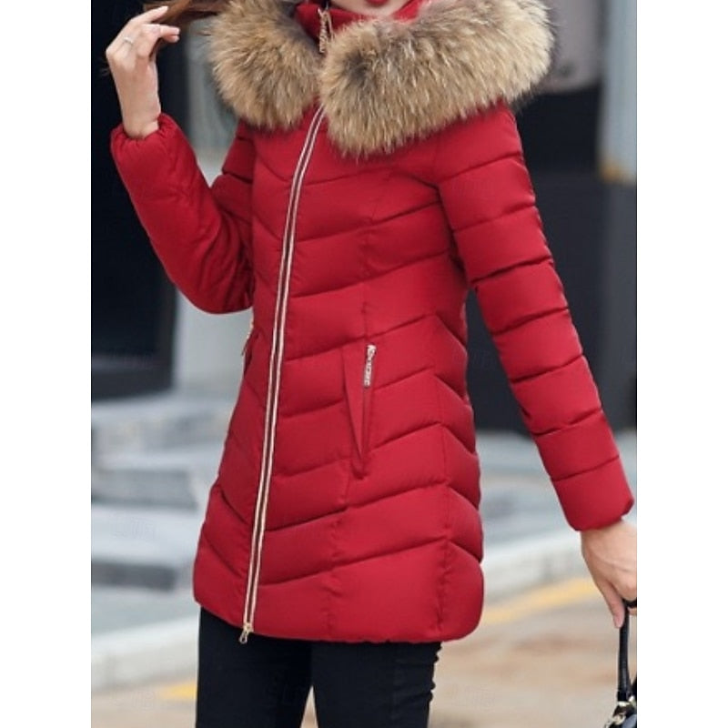 Med huva quiltad vinter parkas