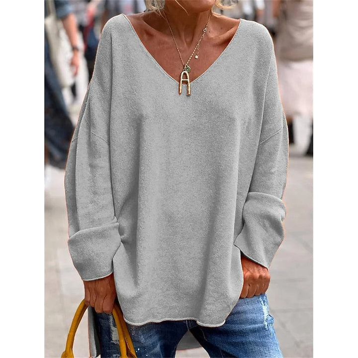 Avslappnad V-ringad pullover