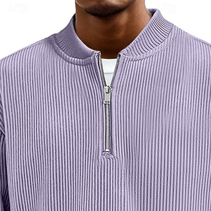 Ribbstickad med kvartsdragkedja pullover