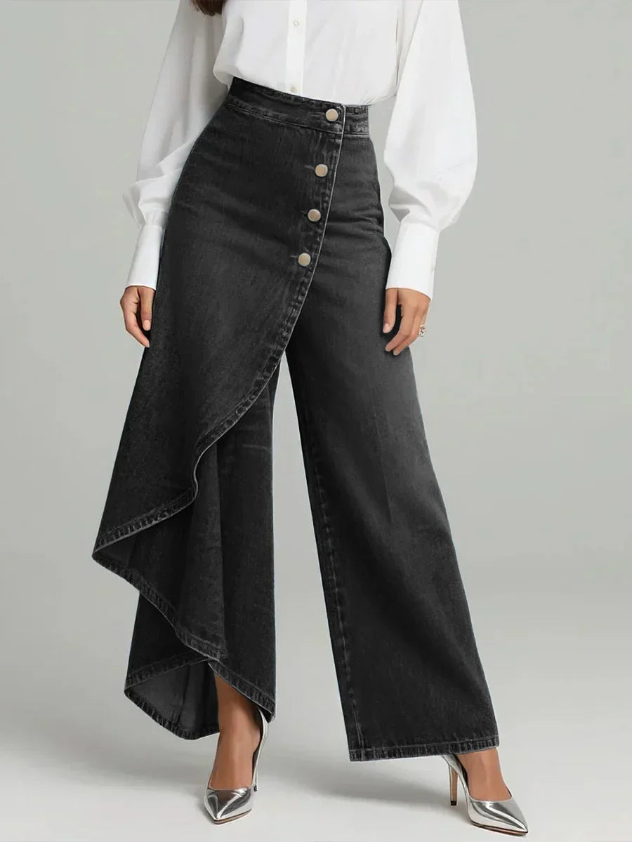 Elegant hög waisted med vida ben byxor