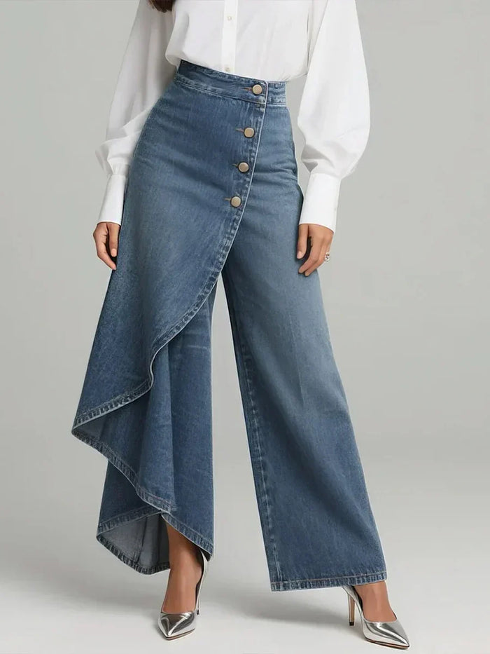 Elegant hög waisted med vida ben byxor