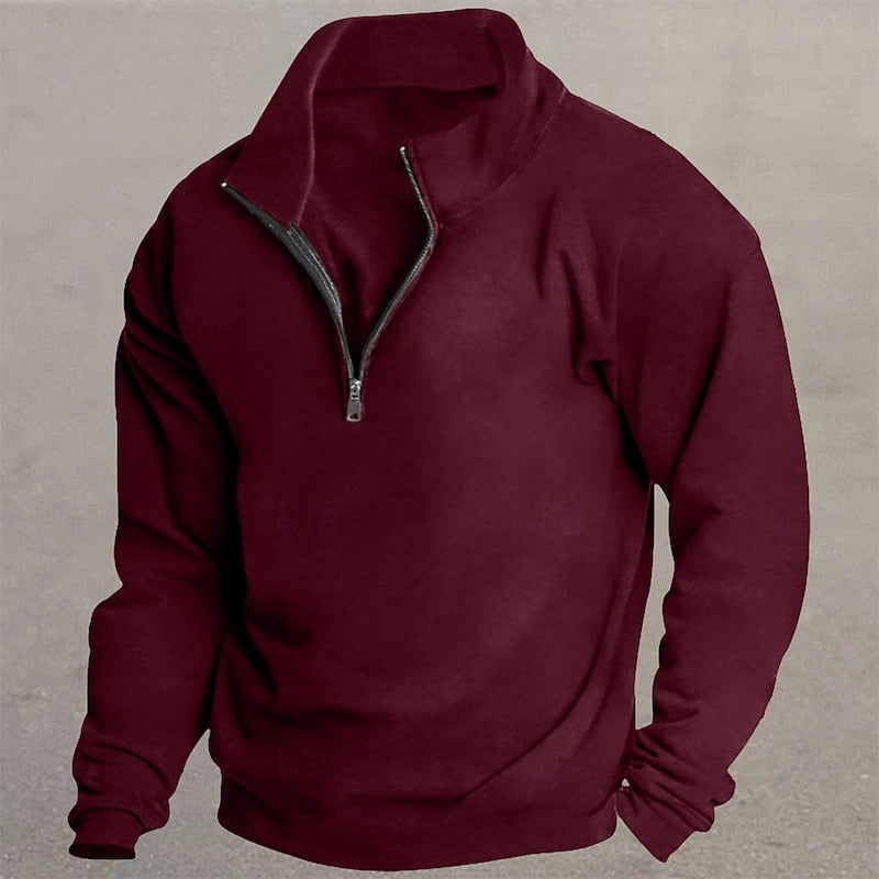 Med kvartsdragkedja stående krage pullover