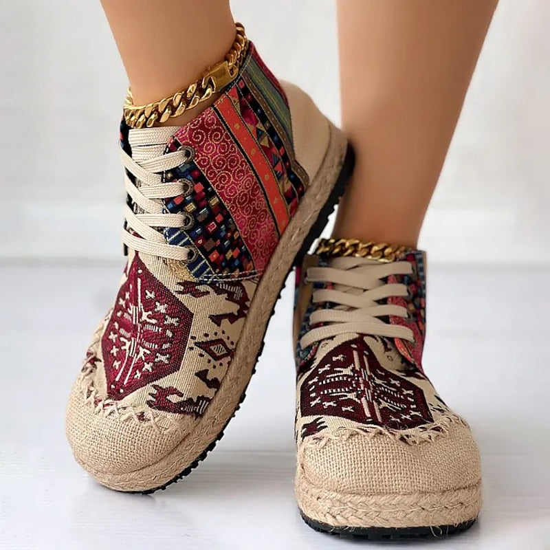 Boho mönstrad höga sneakers