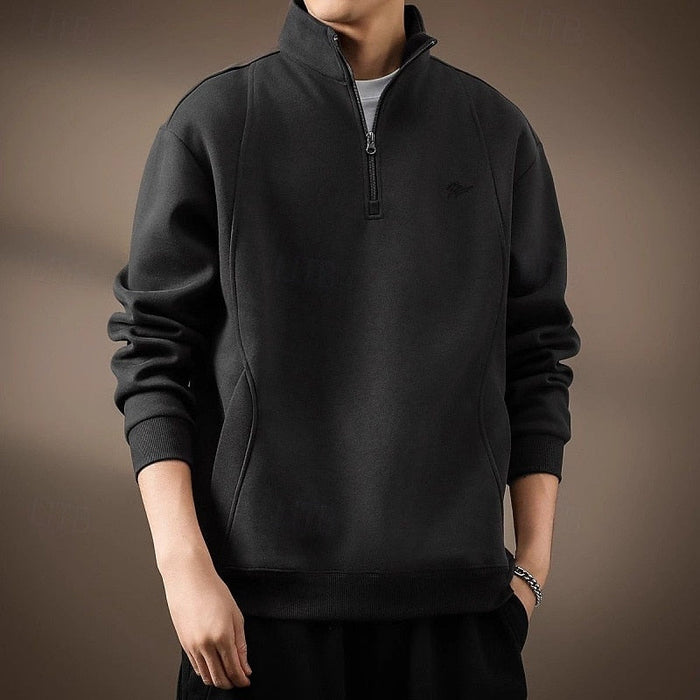 Klassisk med kvartsdragkedja sweatshirt
