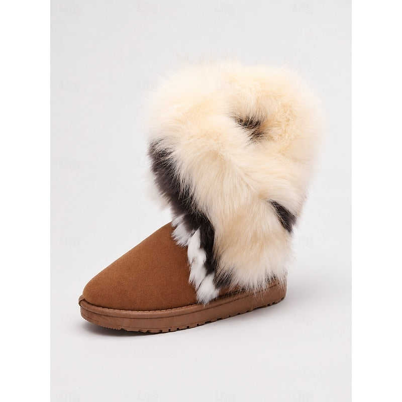 Fluffy-kantad vinter stövlar