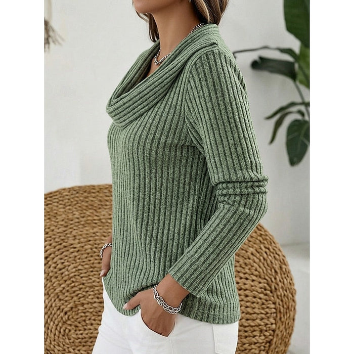 Cowl-hals ribbstickad topp
