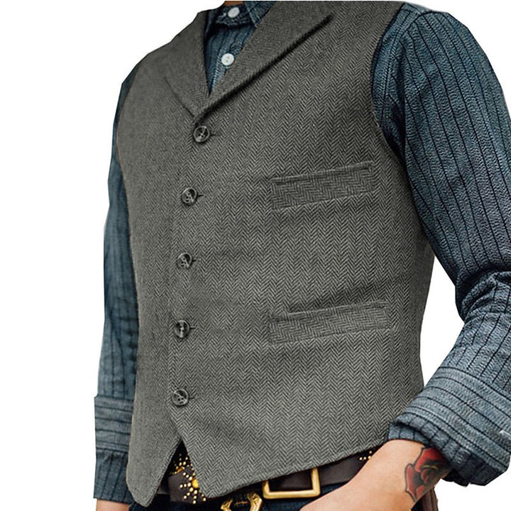 Fiskbensmönstrad skräddad väst