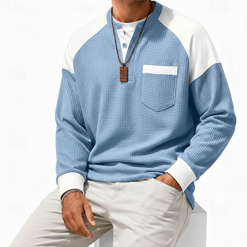 Färgblock långärmad henley