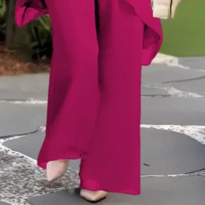 Draped med vida ben trouser set