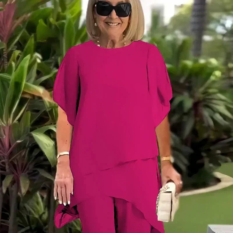 Draped med vida ben trouser set