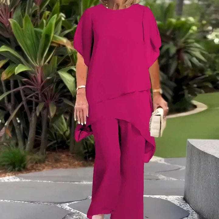 Draped med vida ben trouser set