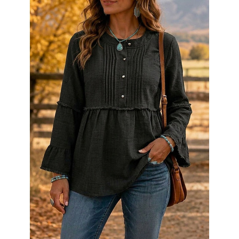 Pintucked peplum blus