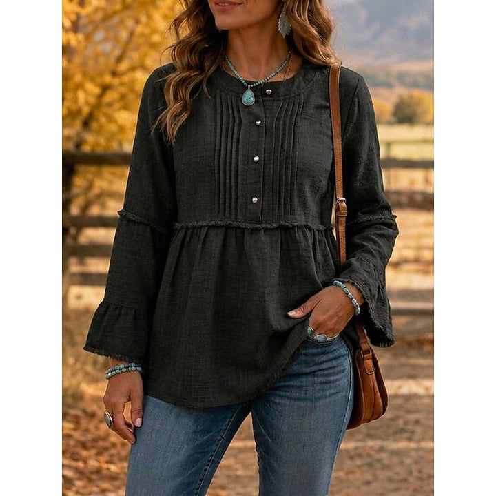 Pintucked peplum blus