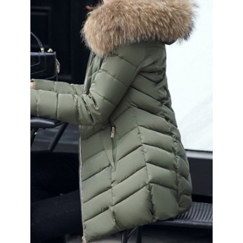 Med huva quiltad vinter parkas