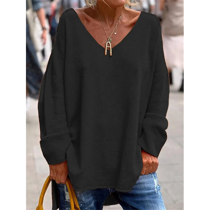 Avslappnad V-ringad pullover
