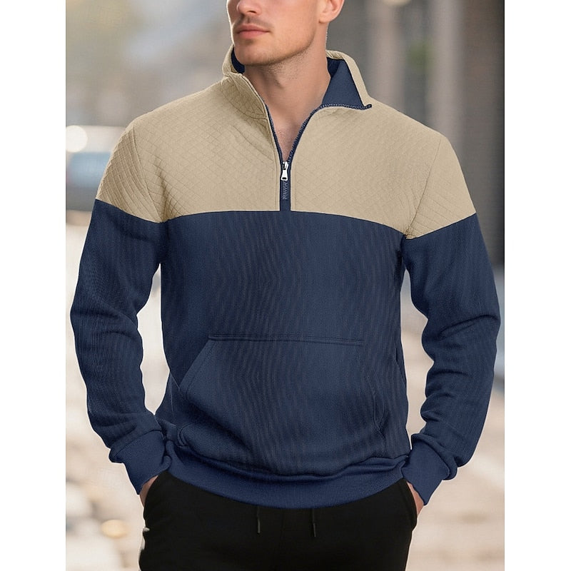 Strukturerad med kvartsdragkedja sweatshirt