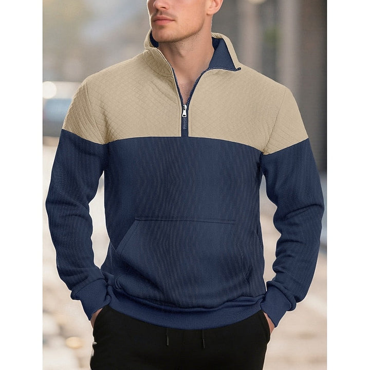 Strukturerad med kvartsdragkedja sweatshirt