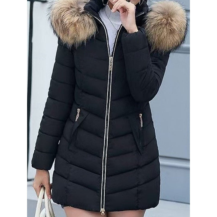 Med huva quiltad vinter parkas