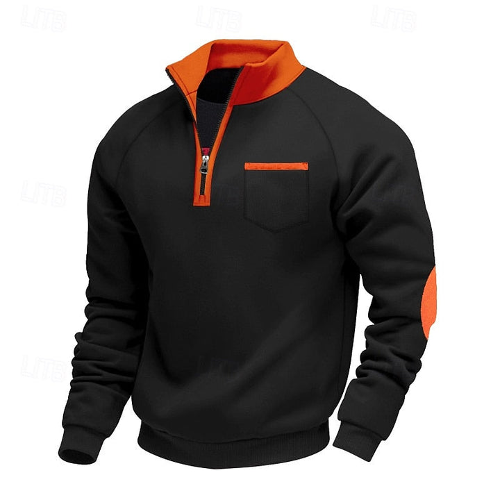 Med kvartsdragkedja färg block pullover
